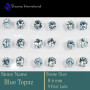 9 Pair Blue Topaz Cut O - SSE850-6mm Round 9 Pair Stud Earrings Cut Gemstone 925 Sterling