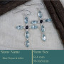 Blue Topaz & Iolite Cut D - BZE742-Superb Holy Cross Earrings Cut Gemstone 925 Silver Wholes