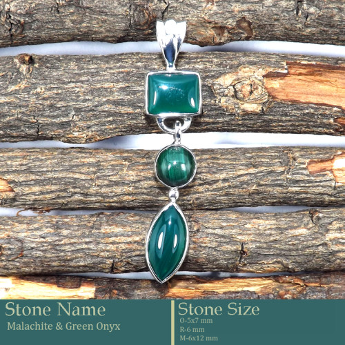 Malachite & Green Onyx Cab A - SD591-Charming Look 925 Silver Pendant Cab Gemstone Wholesale Co