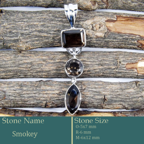 Smokey Cut E - SD590-Exclusive Cut Gemstone Handmade 925 Silver Pendant Wholesa