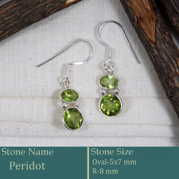 Peridot Cut F - BZE738-Amazing Pretty Look Bezel Earrings Cut Gemstone 925 Sterl