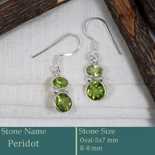 Peridot Cut F - BZE738-Amazing Pretty Look Bezel Earrings Cut Gemstone 925 Sterl