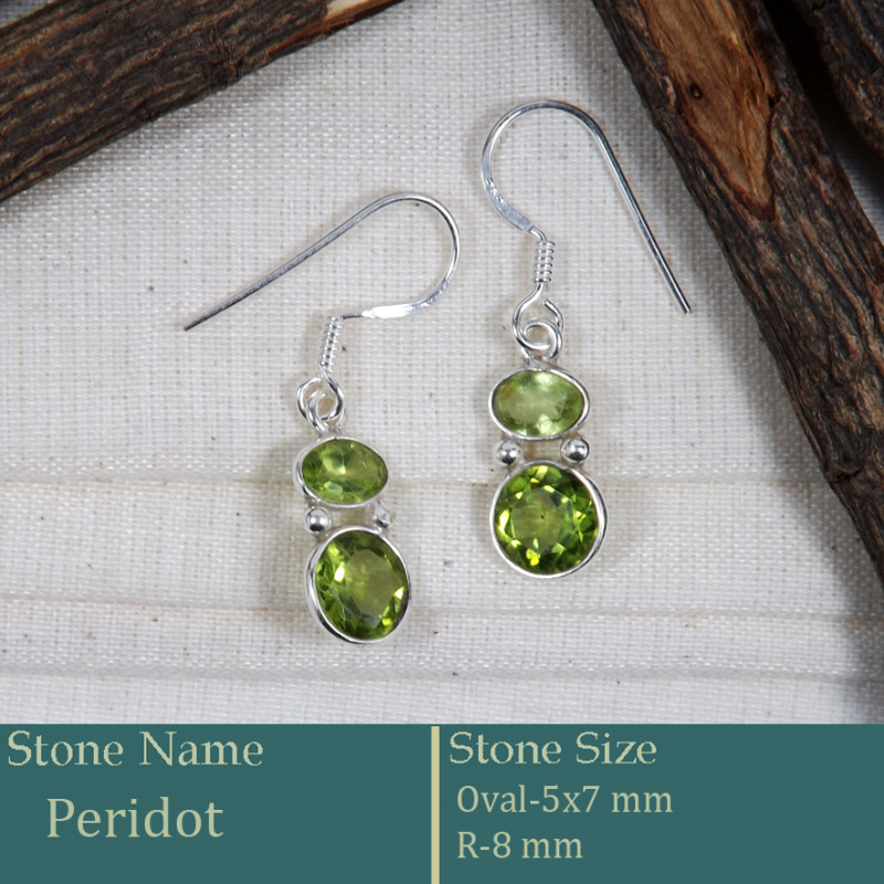 Peridot Cut F - BZE738-Amazing Pretty Look Bezel Earrings Cut Gemstone 925 Sterl