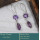 Amethyst Cut O - BZE737-Fabulous Company Design Bezel Earrings 925 Silver Cut Gem