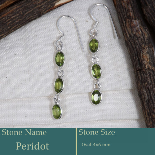 Peridot Cut C - BZE735-Awesome Handmade Design Bezel Earrings 925 Silver Cut Gem