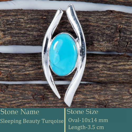 Sleeping Beauty Turquoise Cab B - SSP838-Attractive Cab & Cut Gemstone Lots Pendant 925 Silver Who