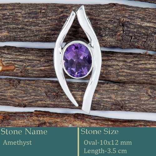 Amethyst Cut G - SSP838-Attractive Cab & Cut Gemstone Lots Pendant 925 Silver Who