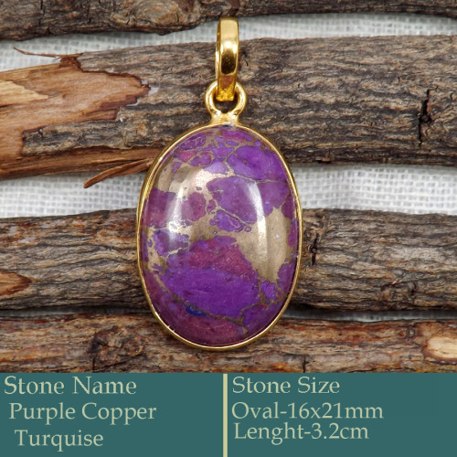 Purple Copper Turquoise Cab A - CMJ873-Gorgeous Cab Gemstone Silver 18K Gold Plated Pendant Whol