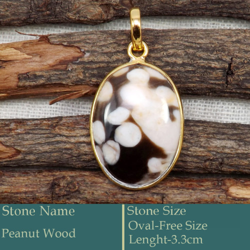 Peanut Wood Cab E - CMJ873-Gorgeous Cab Gemstone Silver 18K Gold Plated Pendant Whol