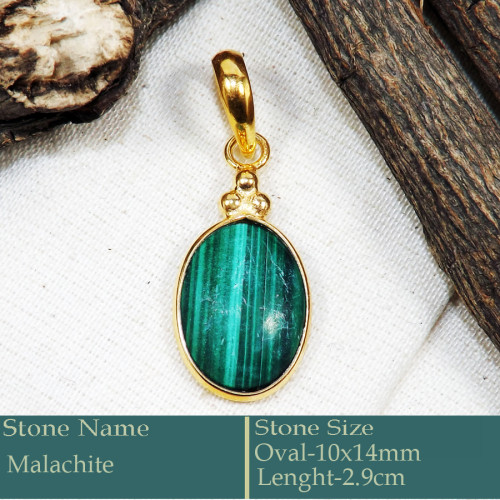 Malachite Cab F - CMJ873-Gorgeous Cab Gemstone Silver 18K Gold Plated Pendant Whol