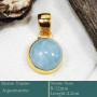Aquamarine Cab G - CMJ872-925 Silver 18K Gold Plated Pendant Pretty Look Handmade C