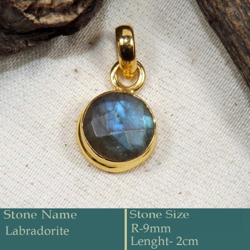 Labradorite Cut A - CMJ870-925 Silver 18K Gold Plated Pendant Labradorite Cut Gemsto