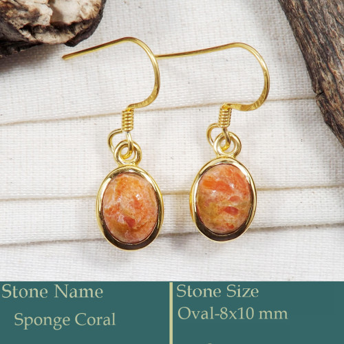Sponge Coral B - CMJ861-925 Silver 18K Gold Plated Earrings Cab Gemstone Wholesal
