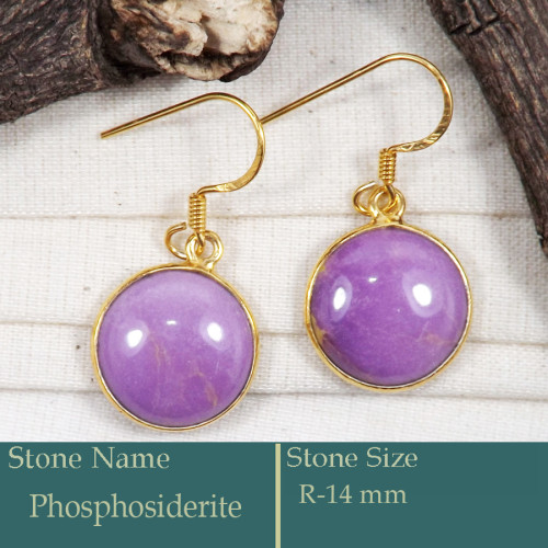 Phosphosiderite Cab C - CMJ861-925 Silver 18K Gold Plated Earrings Cab Gemstone Wholesal