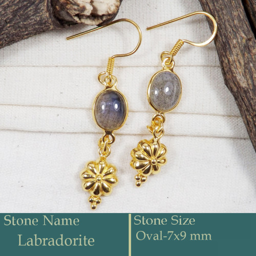 Labradorite Cab D - CMJ861-925 Silver 18K Gold Plated Earrings Cab Gemstone Wholesal