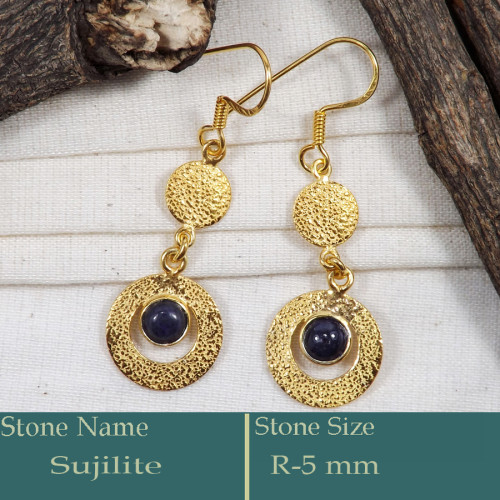 Sujilite Cab B - CMJ859-Party Wear 925 Silver 18K Gold Plated Designer Earrings C