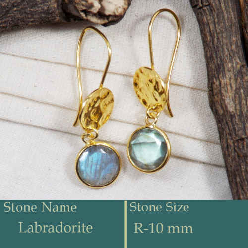 Labradorite Cut A - CMJ858-925 Silver 18K Gold Plated Earrings Cut Gemstone Wholesal