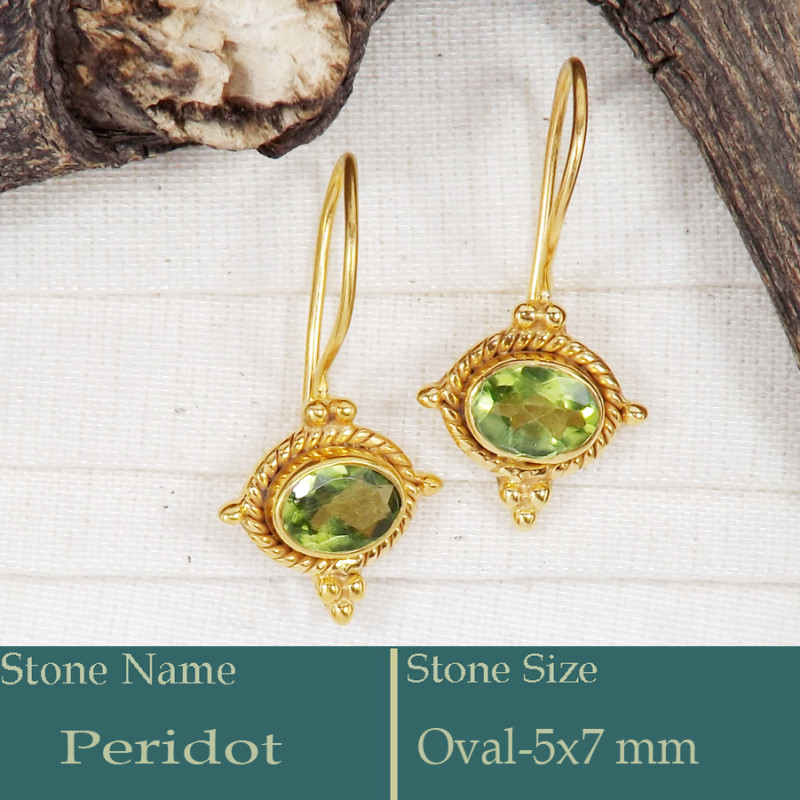 Peridot Cut B - CMJ858-925 Silver 18K Gold Plated Earrings Cut Gemstone Wholesal
