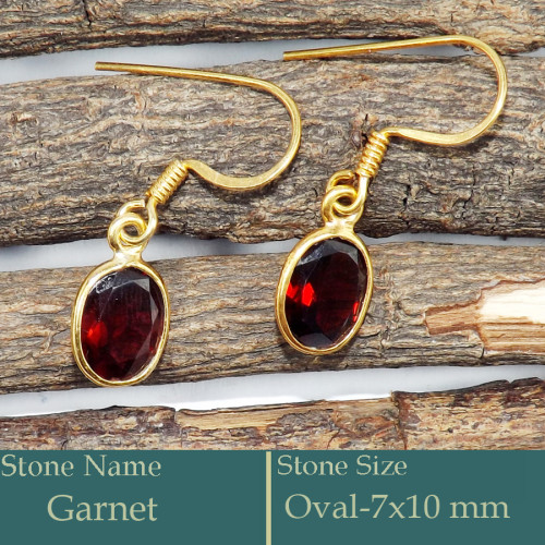 Garnet Cut H - CMJ858-925 Silver 18K Gold Plated Earrings Cut Gemstone Wholesal