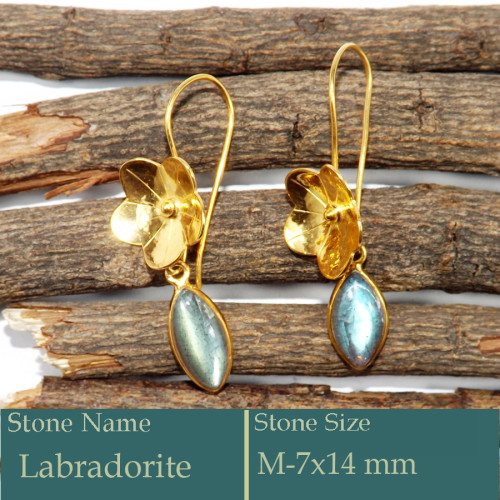 Labradorite Cut I - CMJ858-925 Silver 18K Gold Plated Earrings Cut Gemstone Wholesal