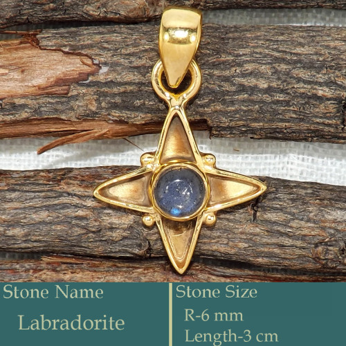 Labradorite Cab B - CMJ856-Amazing 18K Gold Plated Pendant 925 Sterling Silver Whole