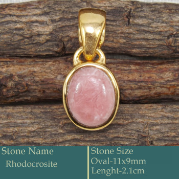 Rhodochrosite Cab C - CMJ856-Amazing 18K Gold Plated Pendant 925 Sterling Silver Whole