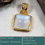 Rainbow Moonstone Cab E - CMJ856-Amazing 18K Gold Plated Pendant 925 Sterling Silver Whole