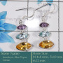 Amethyst, Blue Topaz & Citrine Cut B - BZE731-Solid 925 Silver Bezel Earrings Cut Gemstone Wholesale In