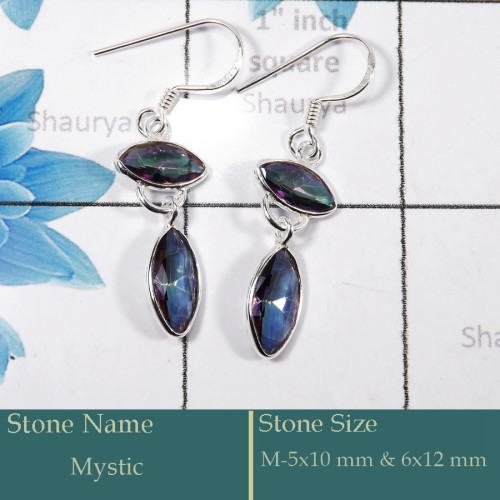 Mystic Cut A - BZE728-Gorgeous Party Wear 925 Silver Bezel Earrings Cut Gemston