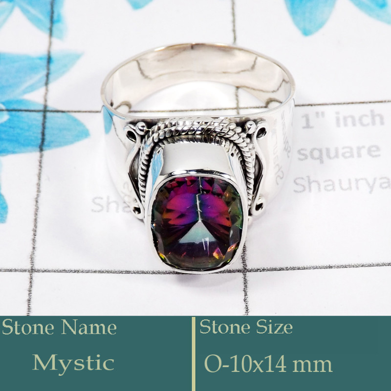 Mystic Cut A - SDR591-Party Look 925 Silver Designer Ring Mystic Cut Gemstone W