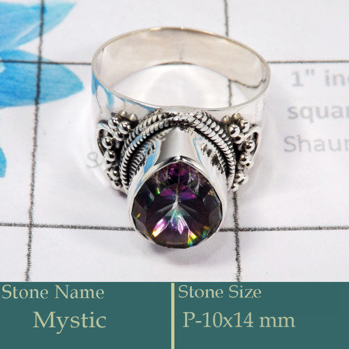 Mystic Cut B - SDR591-Party Look 925 Silver Designer Ring Mystic Cut Gemstone W