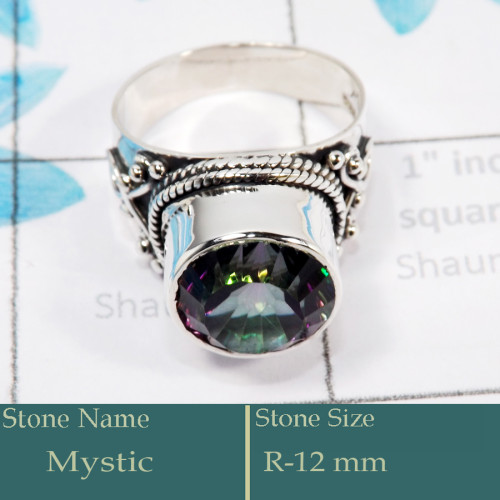 Mystic Cut C - SDR591-Party Look 925 Silver Designer Ring Mystic Cut Gemstone W