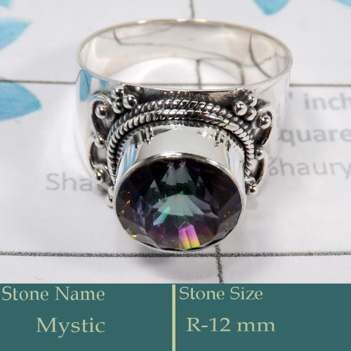 Mystic Cut F - SDR591-Party Look 925 Silver Designer Ring Mystic Cut Gemstone W