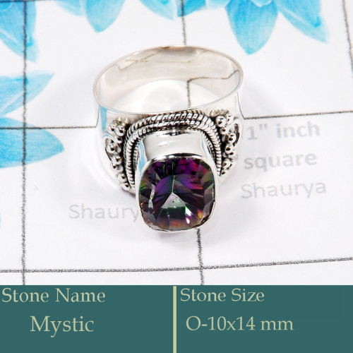 Mystic Cut O - SDR591-Party Look 925 Silver Designer Ring Mystic Cut Gemstone W