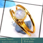 Rainbow Moonstone Cab A - CMJ854-Solid 925 Silver 18K Gold Plated Ring Rainbow Moonstone G