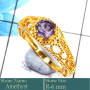 Amethyst Cut A - CMJ853-Gorgeous 925 Silver 18K Gold Plated Ring Cut Gemstone Who