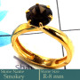 Smokey Cut E - CMJ853-Gorgeous 925 Silver 18K Gold Plated Ring Cut Gemstone Who