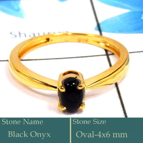 Black Onyx Cab A - CMJ852-Stunning 18K Gold Plated Ring Cab Gemstone Wholesale Coll