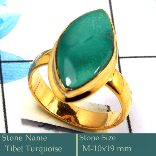 Tibet Turquoise Cab C - CMJ852-Stunning 18K Gold Plated Ring Cab Gemstone Wholesale Coll