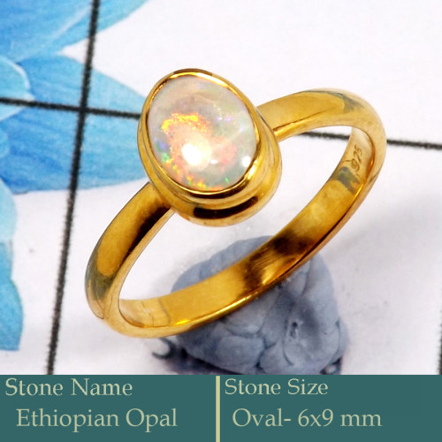 Ethiopian Opal Cab E - CMJ852-Stunning 18K Gold Plated Ring Cab Gemstone Wholesale Coll