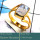 Rainbow Moonstone Cab D - CMJ851-Pretty Look 925 Silver 18K Gold Plated Ring Rainbow Moons