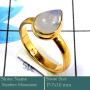 Rainbow Moonstone Cab E - CMJ851-Pretty Look 925 Silver 18K Gold Plated Ring Rainbow Moons