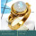 Rainbow Moonstone Cab O - CMJ851-Pretty Look 925 Silver 18K Gold Plated Ring Rainbow Moons