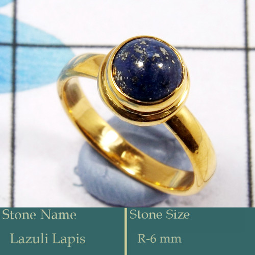 Lazuli Lapis Cab A - CMJ850-Superb 925 Silver 18K Gold Plated Ring Cab Gemstone Whole