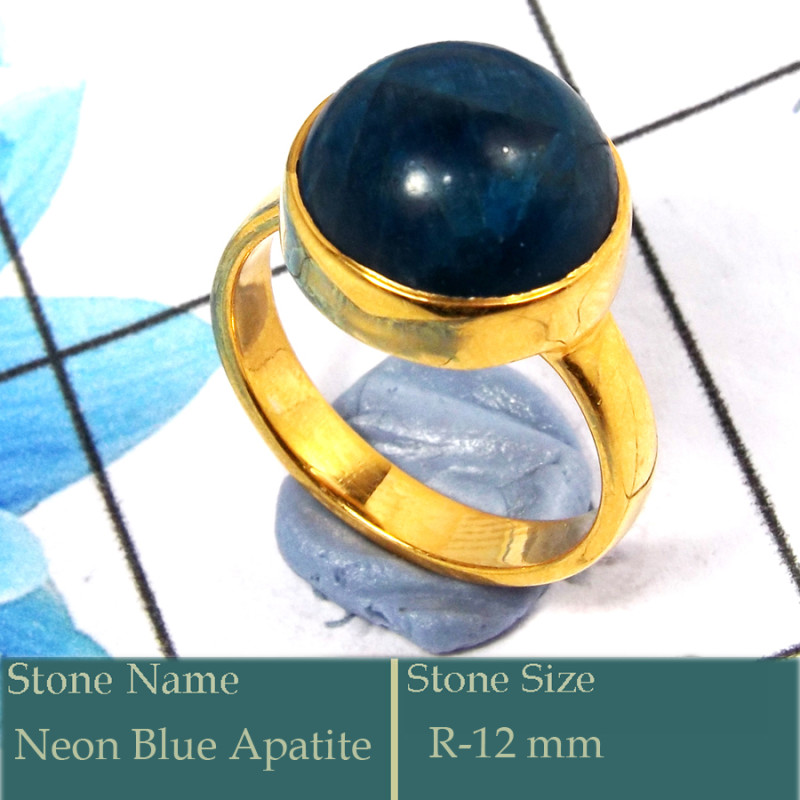 Neon Blue Apatite Cab B - CMJ850-Superb 925 Silver 18K Gold Plated Ring Cab Gemstone Whole