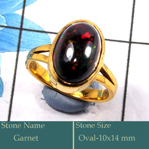 Garnet Cab F - CMJ850-Superb 925 Silver 18K Gold Plated Ring Cab Gemstone Whole
