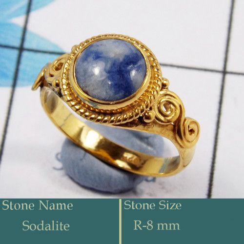 Sodalite Cab G - CMJ850-Superb 925 Silver 18K Gold Plated Ring Cab Gemstone Whole