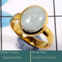 Aquamarine Cab K - CMJ850-Superb 925 Silver 18K Gold Plated Ring Cab Gemstone Whole