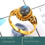 Labradorite Cab O - CMJ850-Superb 925 Silver 18K Gold Plated Ring Cab Gemstone Whole