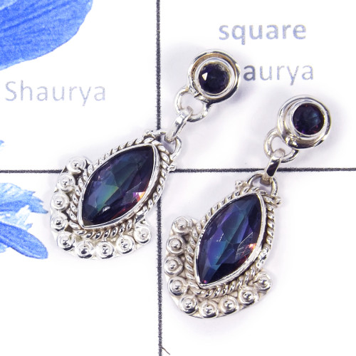 Mystic Cut A - SDE723-Exclusive Party Wear 925 Silver Designer Earrings Cut Gem